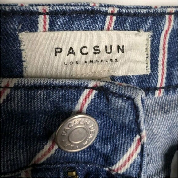 Pacsun Los Angeles Skirt Women Size 23 Mini Striped Pinstripe Red White & Blue - Picture 5 of 8